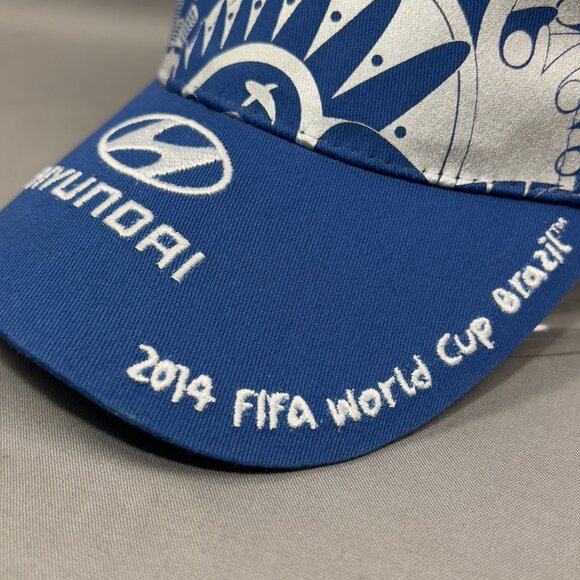 FIFA World Cup Brazil Strapback Cap Hat Blue Soccer Hyundai Souvenir Dad Mens - Picture 7 of 14